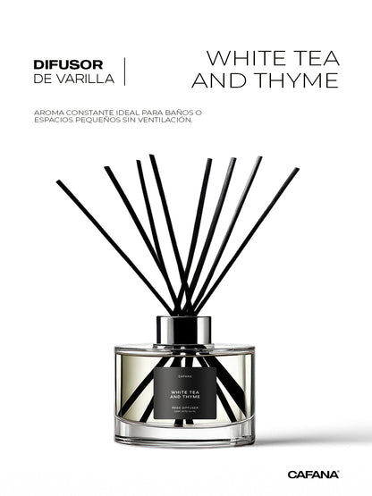 DIFUSOR DE VARILLA | WHITE TEA AND THYME > Inspirado en la icónica tienda Zara Home.
