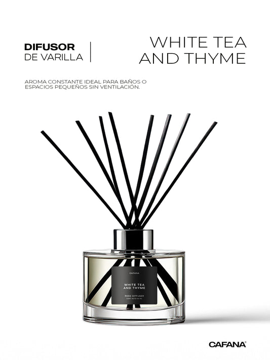 DIFUSOR DE VARILLA | WHITE TEA AND THYME > Inspirado en la icónica tienda Zara Home.