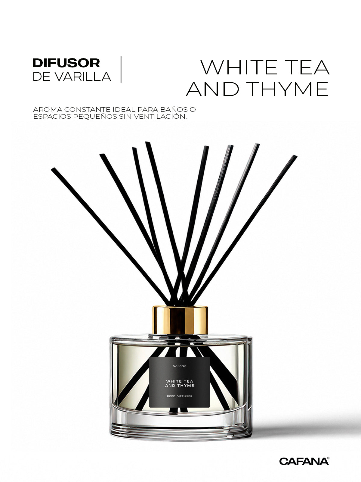 DIFUSOR DE VARILLA | WHITE TEA AND THYME > Inspirado en la icónica tienda Zara Home.