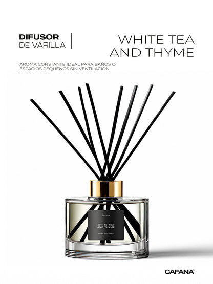 DIFUSOR DE VARILLA | WHITE TEA AND THYME > Inspirado en la icónica tienda Zara Home.
