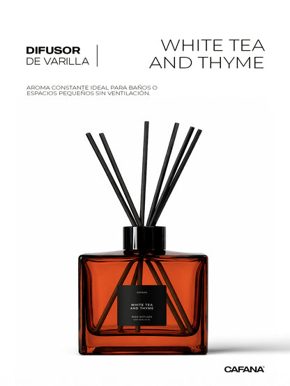 DIFUSOR DE VARILLA | WHITE TEA AND THYME > Inspirado en la icónica tienda Zara Home.
