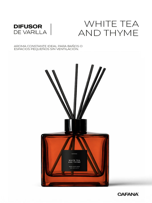 DIFUSOR DE VARILLA | WHITE TEA AND THYME > Inspirado en la icónica tienda Zara Home.