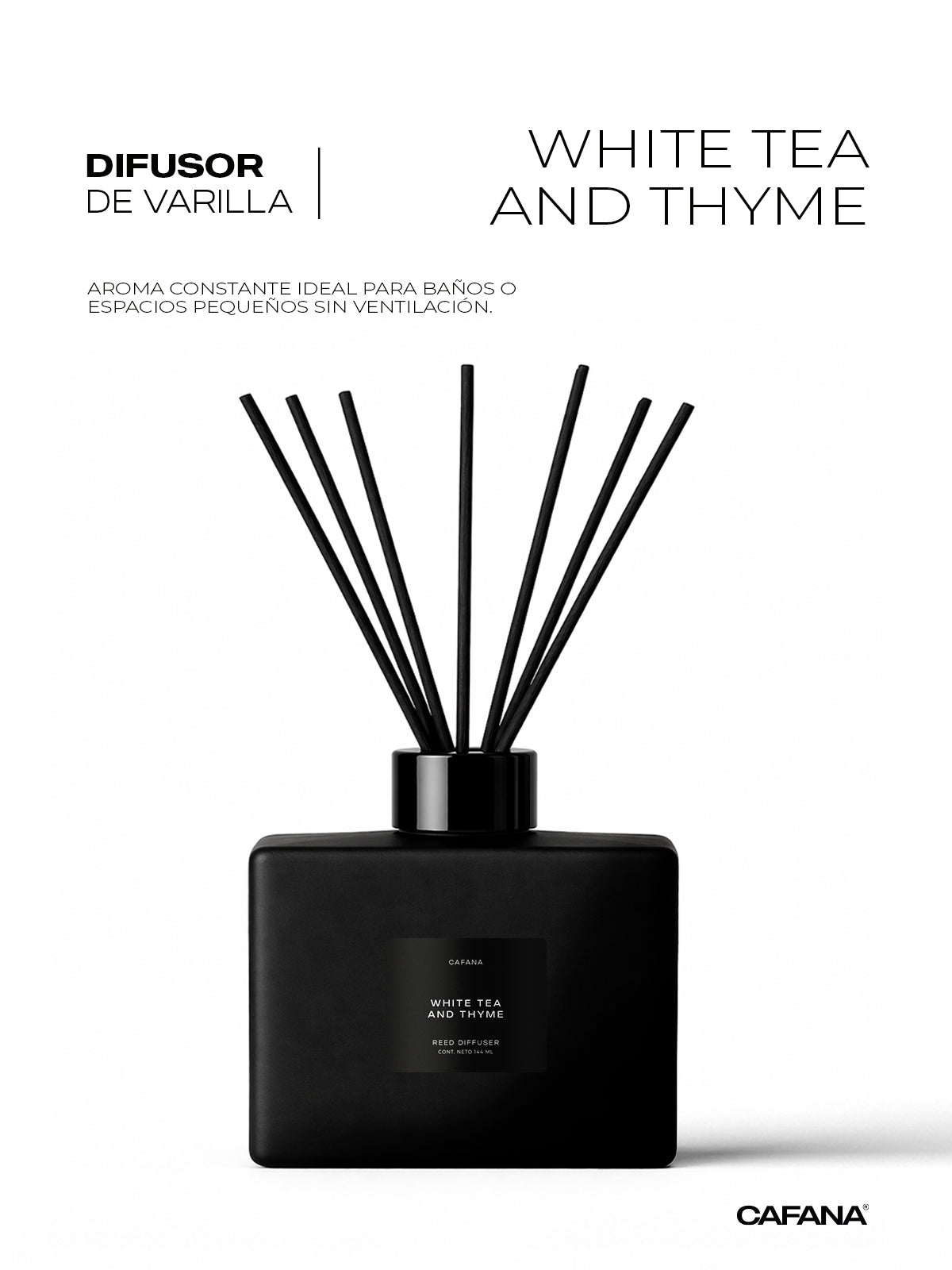 DIFUSOR DE VARILLA | WHITE TEA AND THYME > Inspirado en la icónica tienda Zara Home.